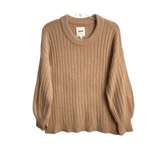 Aerie Womens Sweater Tan Small Oversized Beyond‎ Rib Knit Cozy Lounge Slouchy